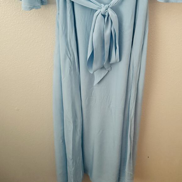 ELF | Elegant Blue Button Down Dress Lola Midi Dress Handmade Ruffle | Size XXL - Picture 9 of 11